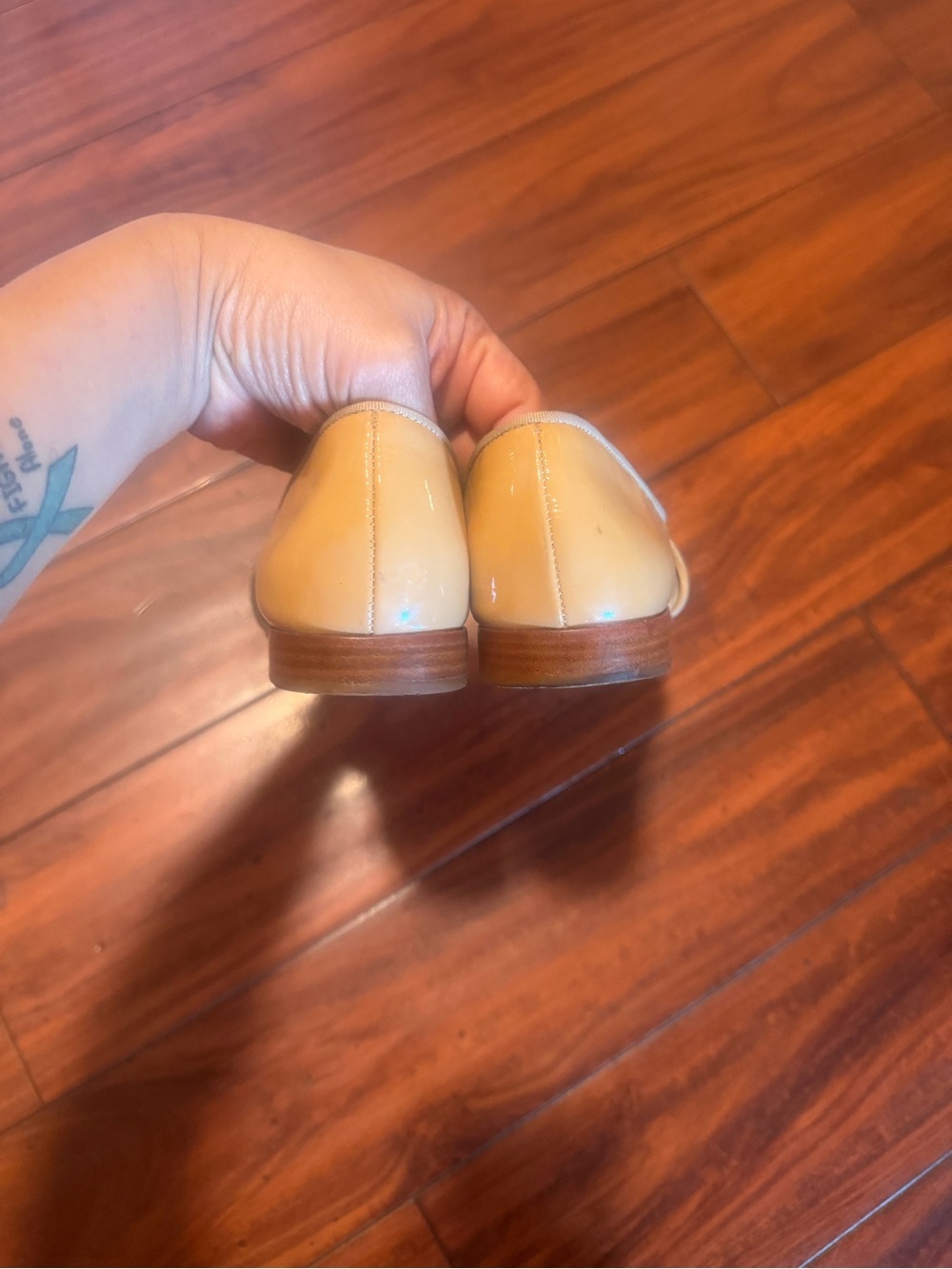 Tory Burch Beige Patent Leather Penny Loafers - Picture 3 of 10